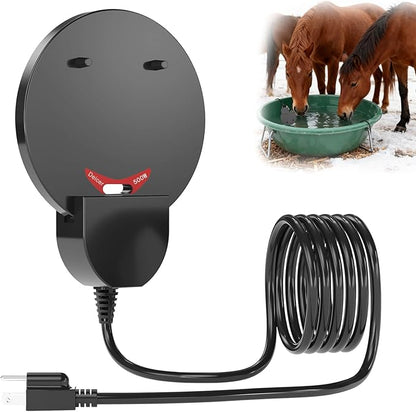 500W Submergible Cast Aluminum De-Icer - Farm Utility Heater for Livestock, Poultry, Horses, Cows, Birds, Wildlife - Water Trough Heater, Indoor/Outdoor Winter Use, 3M Cable
