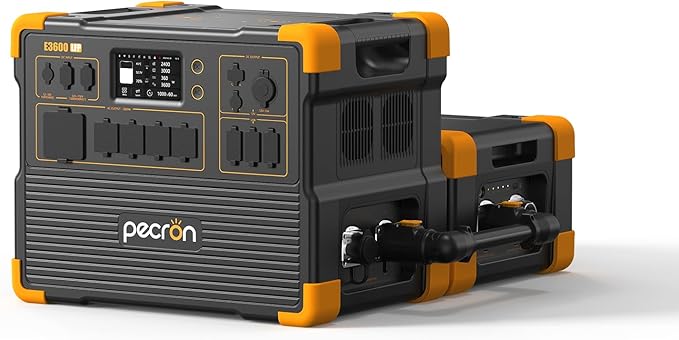 pecron Portable Power Station 3072Wh E3600LFP with 3072Wh EP3000-48V Expandable to 6054Wh, 5x3600W AC Outlets Power Station, LiFePO4 Battery Backup Solar Generator for RV, Camping, CPAP, Emergency