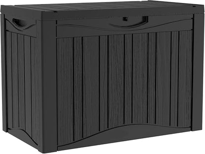 TARKARI 45 Gallon Lockable Resin Deck Box, Waterproof & UV-Resistant Outdoor Storage Box for Outdoor Cushion Storage, Garden Tools & Pool Accessories Storage, Black
