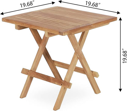 Outdoor Side Table,Patio End Table, Small Round Side Table, for Balcony Porch Poolside(Square Table Centre Folding)