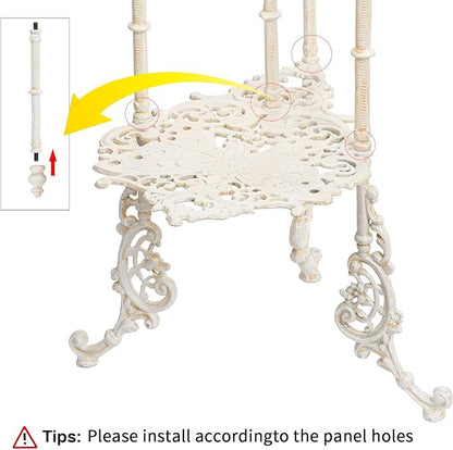 Sungmor Vintage Cast Iron 3-Tier Plant Stand, Elegant Butterfly & Floral Design with Antique White Finish, 28 Inch Tall Rustic Flower Pot Holder, Heavy Duty Metal Display Shelf for Indoor and Outdoor