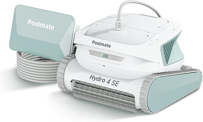Hydro 4SE Robotic Pool Cleaner, S-Shaped Path/Auto Wall/Waterline Cleaning, 40FT Long Cable/4 Cleaning Modes, 4.1L Large Filter Basket Pool Vacuum Ideal for Inground/Above Pools