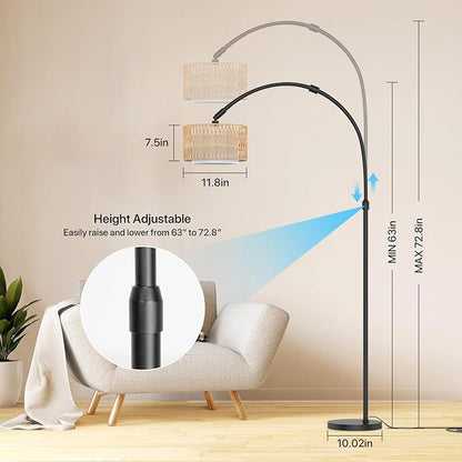 Arc Floor Lamp with Remote Control, Dimmable LED Floor Light with 3 Color