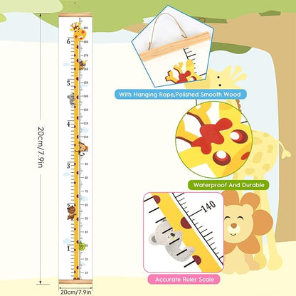 Mibote Baby Growth Height Chart Handing Ruler Wall Decor for Kids, Canvas Removable Height Growth Chart 79" x 7.9" (Giraffe)