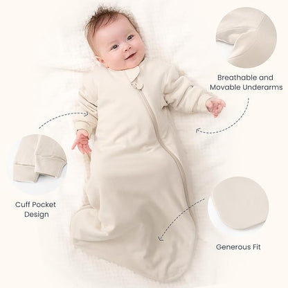 Unisex Sleeping Bag for Babies and Toddlers 1.0 Tog Sleep Sack 0-6 Months, Newborn Sleep Sack, Wearable Blanket Baby, One Piece Long Sleeves, Gifts for Baby