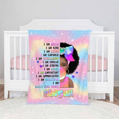 Customized Blankets with Name, African Style Blanket Custom Blanket Plush Flannel, Soft Personalized Name Throw Blanket Gifts for Boys Girls Birthday