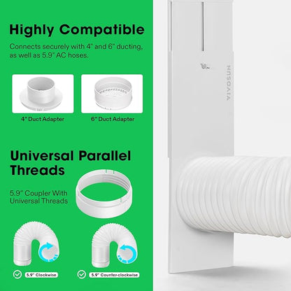 VIVOSUN Window Duct Kit, Portable AC Window Seal Kit with 5.9" Diameter 59" Length Hose, Fit with 4"/6" Ducting for Sliding Window, Adjustable AC Vent Kit for Duct Fans, Air Conditioner, Dryer