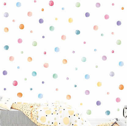 201 Pcs Watercolor Polka Dots Wall Decals, Peel and Stick Boho Rainbow Wall Stickers, Multicolor Circle Wall Decor,Pastel Colorful Round Decoration for Girls Bedroom Kids Nursery Classroom Playroom