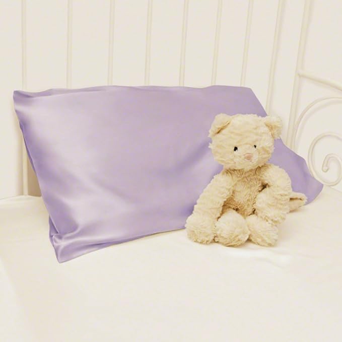Organic Silk Baby Pillowcase with Zipper, Small 10"x13" Pillow Cover for Boys & Girls, Ideal for Bed & Travel, Soft for Kids Hair & Skin, Hypoallergenic Pillowcases for Toddlers (Mauve Plum+Pillow)