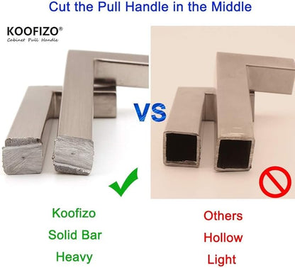 KOOFIZO Solid Square Bar Cabinet Handle - Black Furniture Pull, 6.3 Inch/160mm Screwhole Distance, 10-Pack for Kitchen Cupboard Door, Bedroom Dresser Drawer, Bathroom Wardrobe Hardware