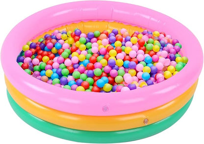 Kiddie Pool, Round Shape Bright Color Baby Basin Pool, Inflatable Swimming Pool for Indoor (L)