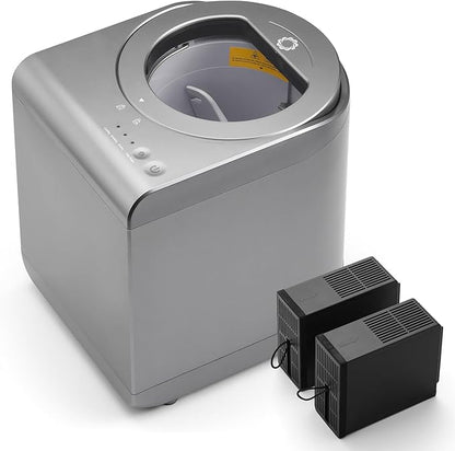 Airthereal Revive Electric Kitchen Composter with Visual Cover, Upgraded SHARKSDEN® Tri-Blade, Turn Food Waste and Scraps into Natural Fertilizer for Plants, R500-V, Grey