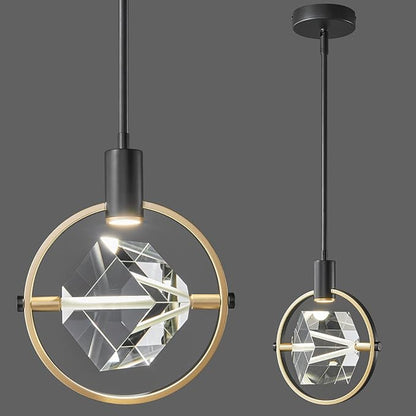 Modern Crystal Pendant Light in Black Mini Dimmable Integrated LED Light