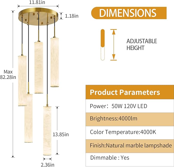 LMQNINE Natural Alabaster Pendant Lights