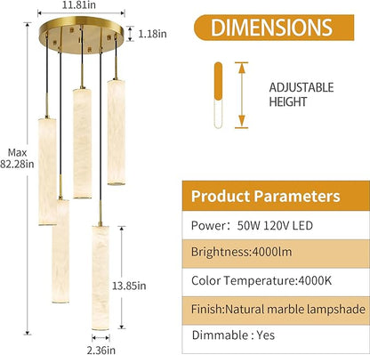 LMQNINE Natural Alabaster Pendant Lights