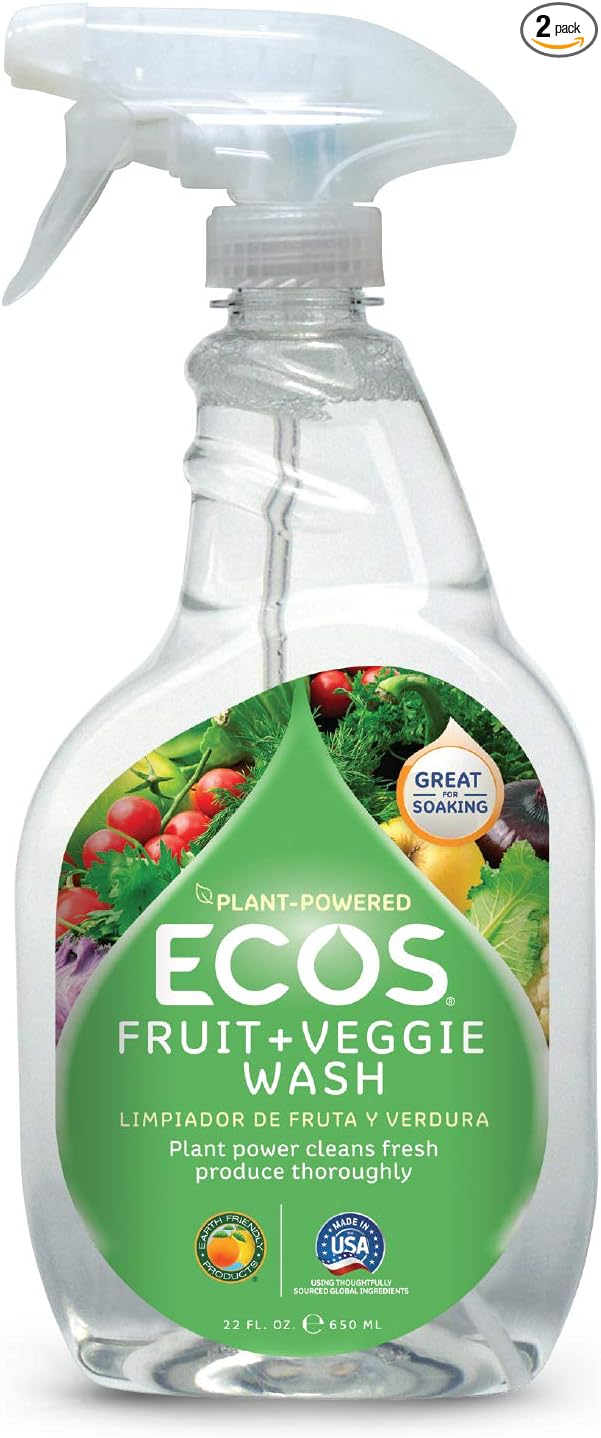 ECOS® Non-Toxic Fruit + Veggie Wash: 22oz Spray Bottle by Earth Friendly Products (Pack of 2)
