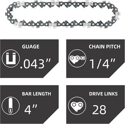 5 Pieces GTA 26 4 Inch Mini Chainsaw Chain for Stihl GTA 26 Replace Blade Pruner Mini Chainsaw Hand Held 4-inch Portable Electric Chainsaw Cordless for Tree Branches 3670 005 0028