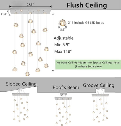 Crystal Rectangular LED Chandelier