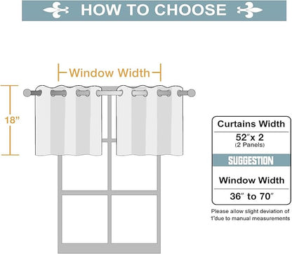 ChrisDowa Small Kitchen Valances for Windows - Grommet Short Thermal Insulated Room Darkening Window Valances Curtains for Living Room (2 Panels, Teal, 52 x 18 Inch)