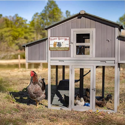 Fluffy Butt Hut Metal Tin Sign Funny Chicken Coop Sign For Home Decor Kitchen Decoration Wall Art Farm Farmhouse Vintage Decor Chicken Coop Accessories 12X16 Inch