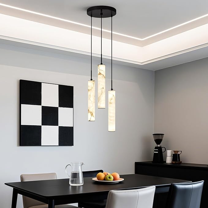 LMQNINE Natural Alabaster Pendant Lights