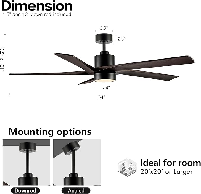 WINGBO 64 Inch DC Ceiling Fan