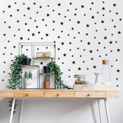 112 Pcs Black Star Wall Decals – Peel and Stick, Removable Vinyl Stickers for Kids Rooms, Nurseries & Home Decor (Matte Black Stars, Self-Adhesive)
