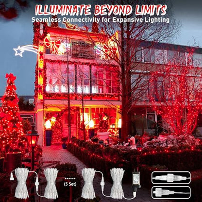 150 LED Connectable Red Christmas Lights Indoor Outdoor Waterproof (59 Foot)