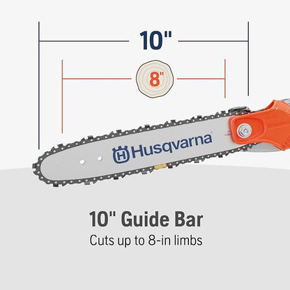 Husqvarna 122LKP Gas Pole Saw, Multi-Purpose Tool with Pole Saw Attachment, Equipped with X-CUT Chain, 12-foot Reach Cuts Limbs up to 8 Inches Thick, 21.7CC