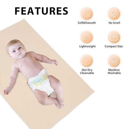 Vegan Leather Baby Changing Mat - Wipeable Portable Changing Pad, Foldable Travel Changing Mat for Baby, Newborns Toddlers Shower Gifts (Apricot,20"*28")