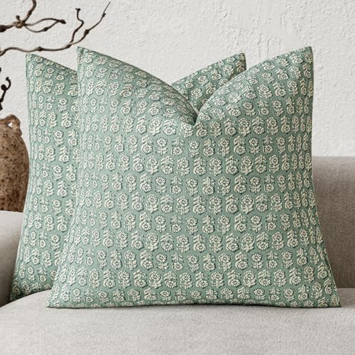 Decorative Floral Print Throw Pillow Covers 22×22 Inch (2 Count)