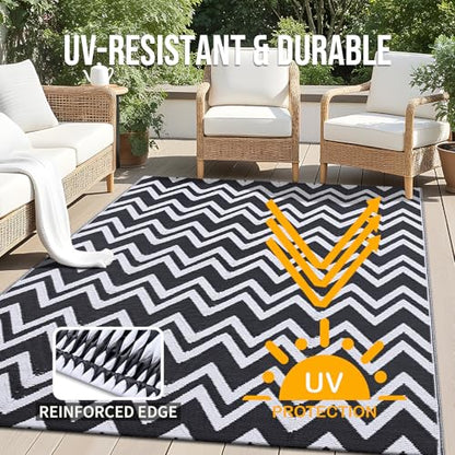 Outdoor Rug 5x8 ft Waterproof Reversible Chevron Mat (40 Sq Ft)