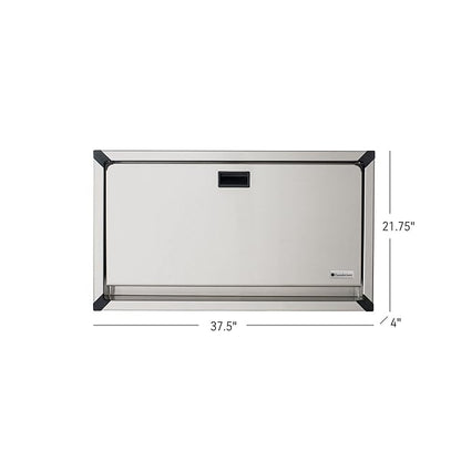 Foundations Horizontal Baby Diaper Changing Station with Recessed Mount, Stainless Steel Shell with Polyethylene Changing Table, Adjustable Safety Belt (100SSC-R)