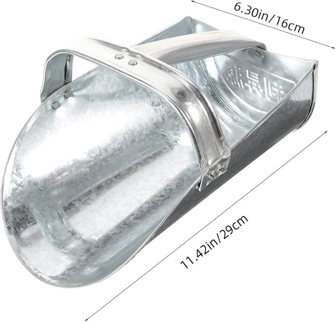 BESPORTBLE Large Stainless Steel Feeding Shovel for Livestock Sturdy Multi-use Feed Scoop Enclosed Handle for Farm Feeding and PET Fodder Distribution