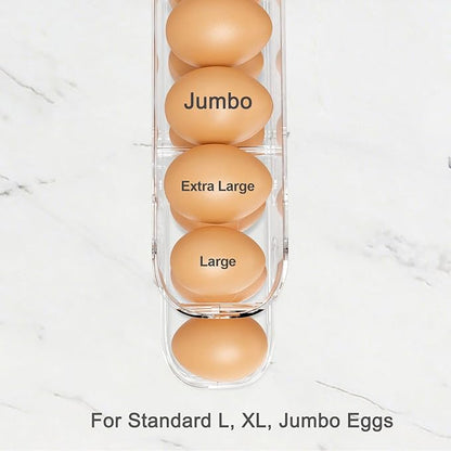 Sotfamily Egg Holder for Fridge, Auto Rolling Egg Storage Organizer for Refrigerator, Clear Space Saving Container, Dispenser - FIFO Egg Roller for Eggs 12 Count