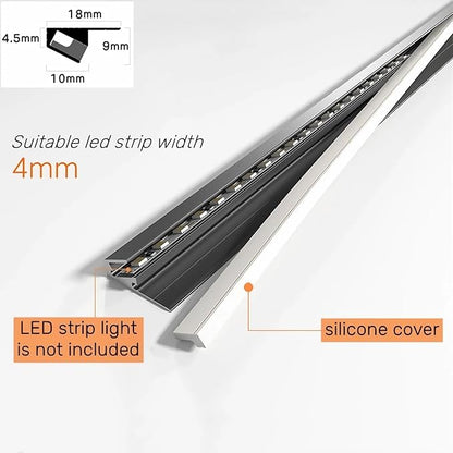 JARBIH 5Pack Surface Mounted LED Linear Aluminum Profile, 45 Degree Led Bars