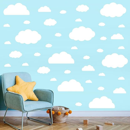 AOWDIAO Cloud Wall Decals - 40 Peel and Stick Clouds Stickers - Assorted Shapes and Sizes for Nursery, Bedroom, Classroom Decor
