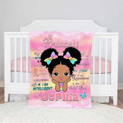 D-Story Personalized Blanket for Kids Adults Personalized Name Blanket Custom American African Blanket with Name Personalized Gifts for Christmas Birthday Mothers Fathers Day