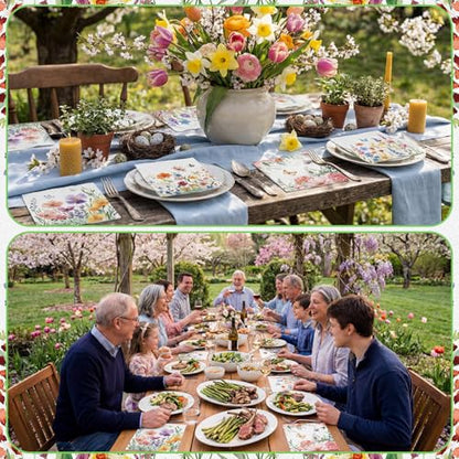 150 Pcs 5 x 5 Inches Wildflower Floral Paper Napkins for Decoupage Disposable Cocktail Napkins Decorative Guest Hand Paper for Picnic Bathroom Wedding Shower Birthday Tea Party (150 Count)