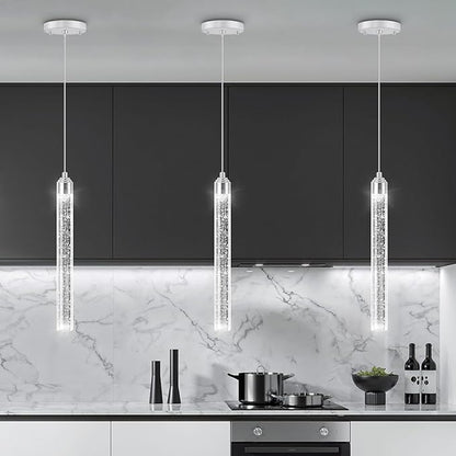 1-Light Modern Crystal Pendant Lighting LED Dimmable Pendant Light Kitchen