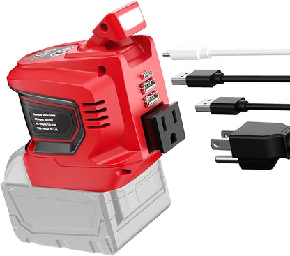 Power Inverter Compatible with Milwaukee 18V Battery,Ecarke Real 200W Portable Power Supply Inverter,DC 18V to AC 110V~120V Battery Station with 2 USB&AC Powered Outlet Phone Charger