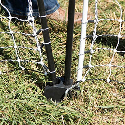 Premier 1 PoultryNet® 48"H x 20'L Electric Net Gate with Drivable Posts for Chickens, Ducks, Geese | Green/Black Net with White Posts (20' Length)