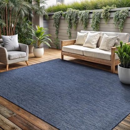 Washable Indoor Outdoor Rug 10x14 Weather Resistant Area Rugs Modern Solid for Porch Deck Balcony Backyard Patio Outside Carpet (144 Sq Ft)