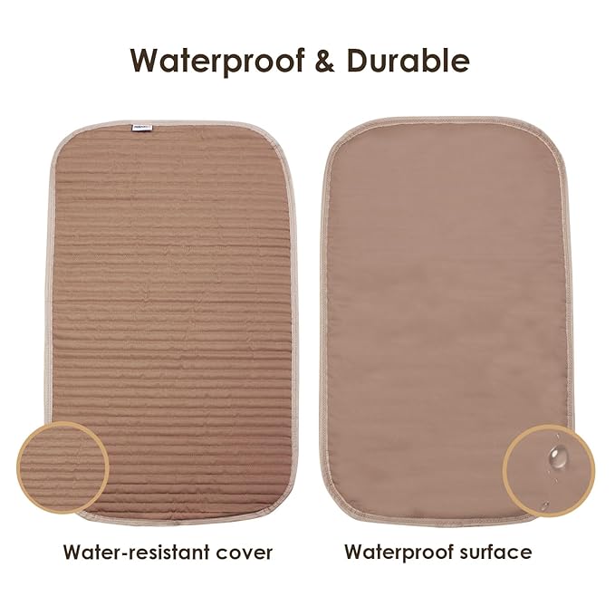 Portable Diaper Changing Pad-Quilted Thicker Waterproof Changing Pad-Change Pad Liner Bed Pad Play Mat-Travel Diaper Changing Pad (Coffee)