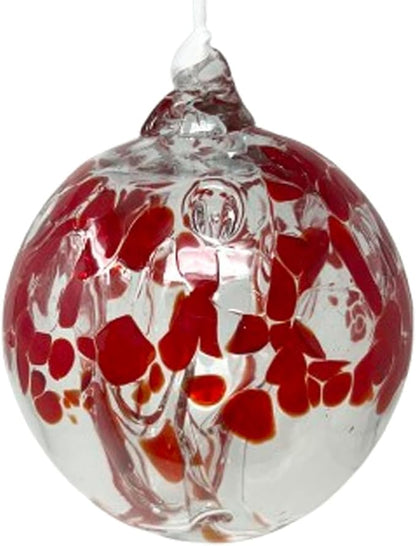 Ruby Tree of Life Glass Globe - Small 3.5 inch Hand Blown Handmade Hanging Garden Gazing Ball Indoor Outdoor Home Décor