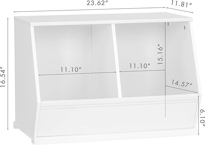 UTEX Stackable Toy Storage Cabinet, Wooden Cubby Organizer, White Shelf for Playroom, Bedroom, Living Room, Nursery, 2 Cubes