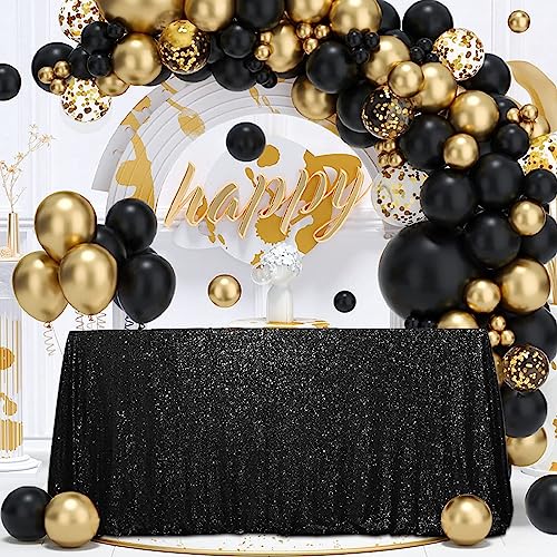 Sequin Tablecloth 50x72 Inch Black for Halloween Wedding Party