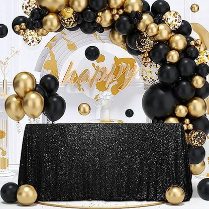 Sequin Tablecloth 50x72 Inch Black for Halloween Wedding Party