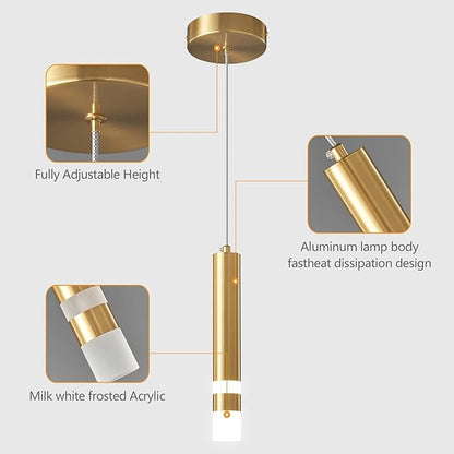 Modern Pendant Light Kitchen Fixture Dimmable LED Gold Mini Pendant Lighting fo