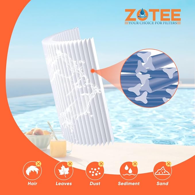 ZOTEE PA120 Swimming Pool Filter Replaces CX1200RE,C1200, C-8412,Darlly 81202,Filbur FC-1293,Waterway Clearwater II,Pro Clean 125,817-0125N,Aladdin 22002,120 Sq.Ft Pool Filter Cartridge,1 Pack